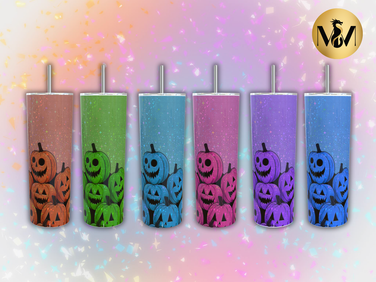Glitter pumpkin halloween tumbler Bundle