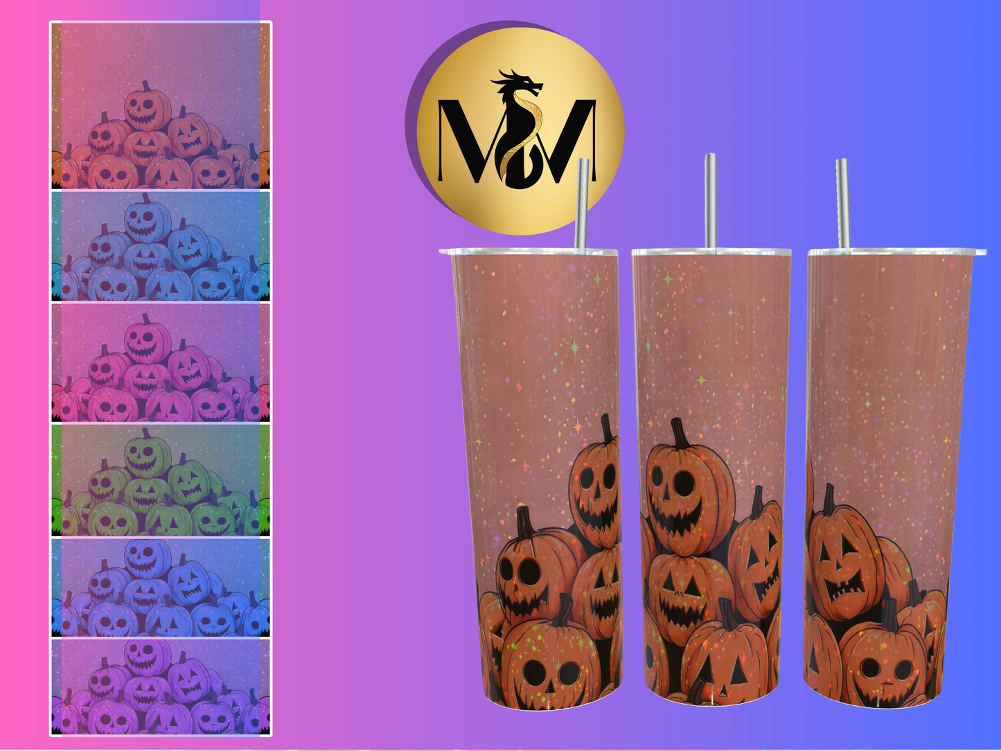 Glitter pumpkin halloween tumbler Bundle
