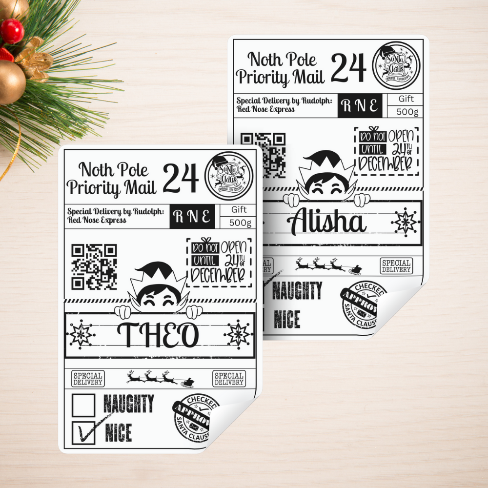 Christmas Santa Postal Stickers | set of 12