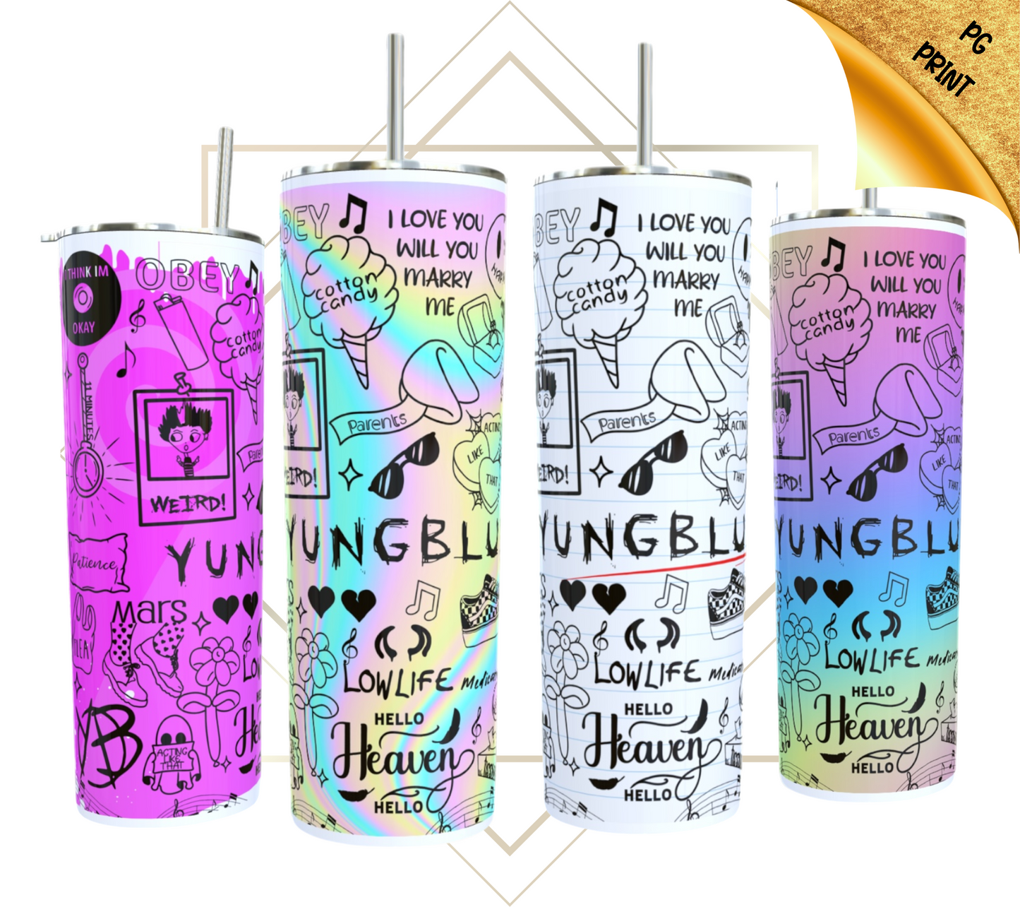 * PG * YunggBludd Lyric Tumbler