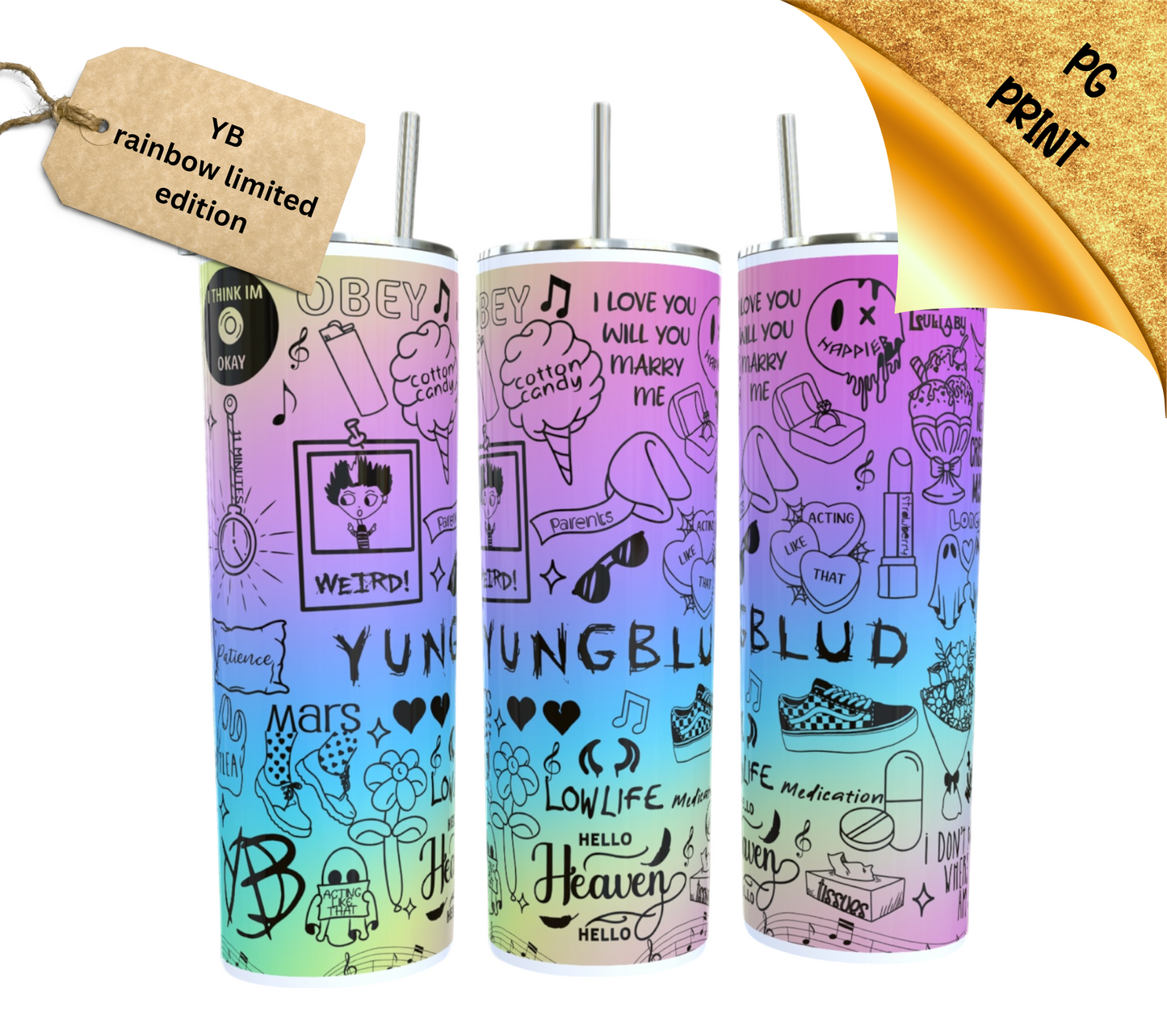 * PG * YunggBludd Lyric Tumbler