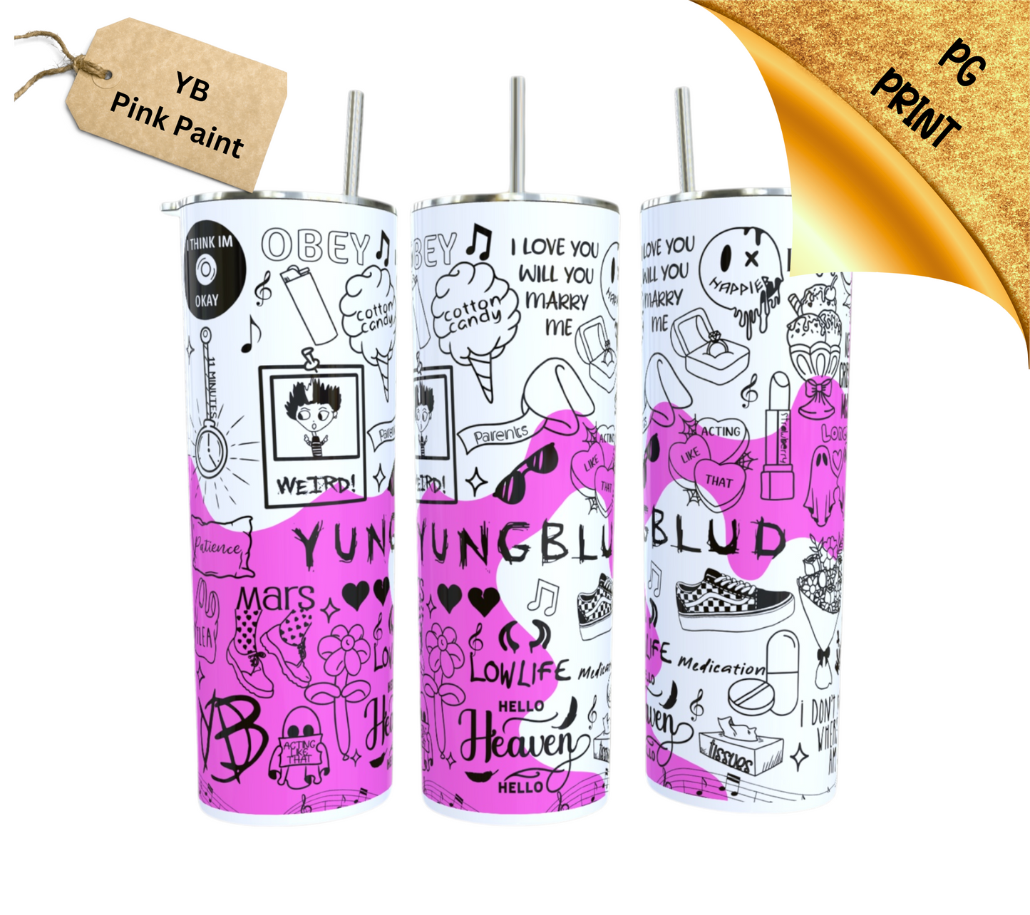 * PG * YunggBludd Lyric Tumbler