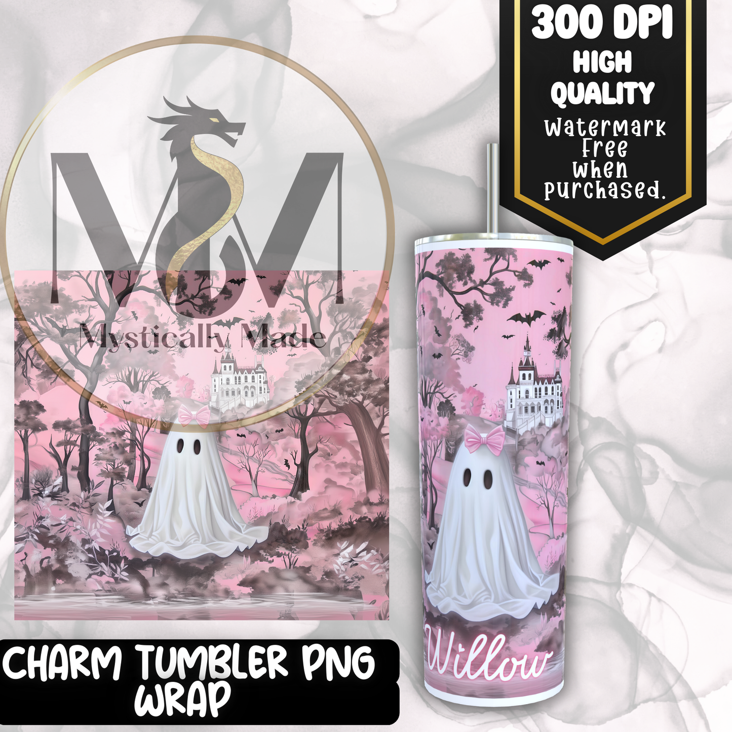 x 5 Charm ghosts Tumbler Wrap Digital