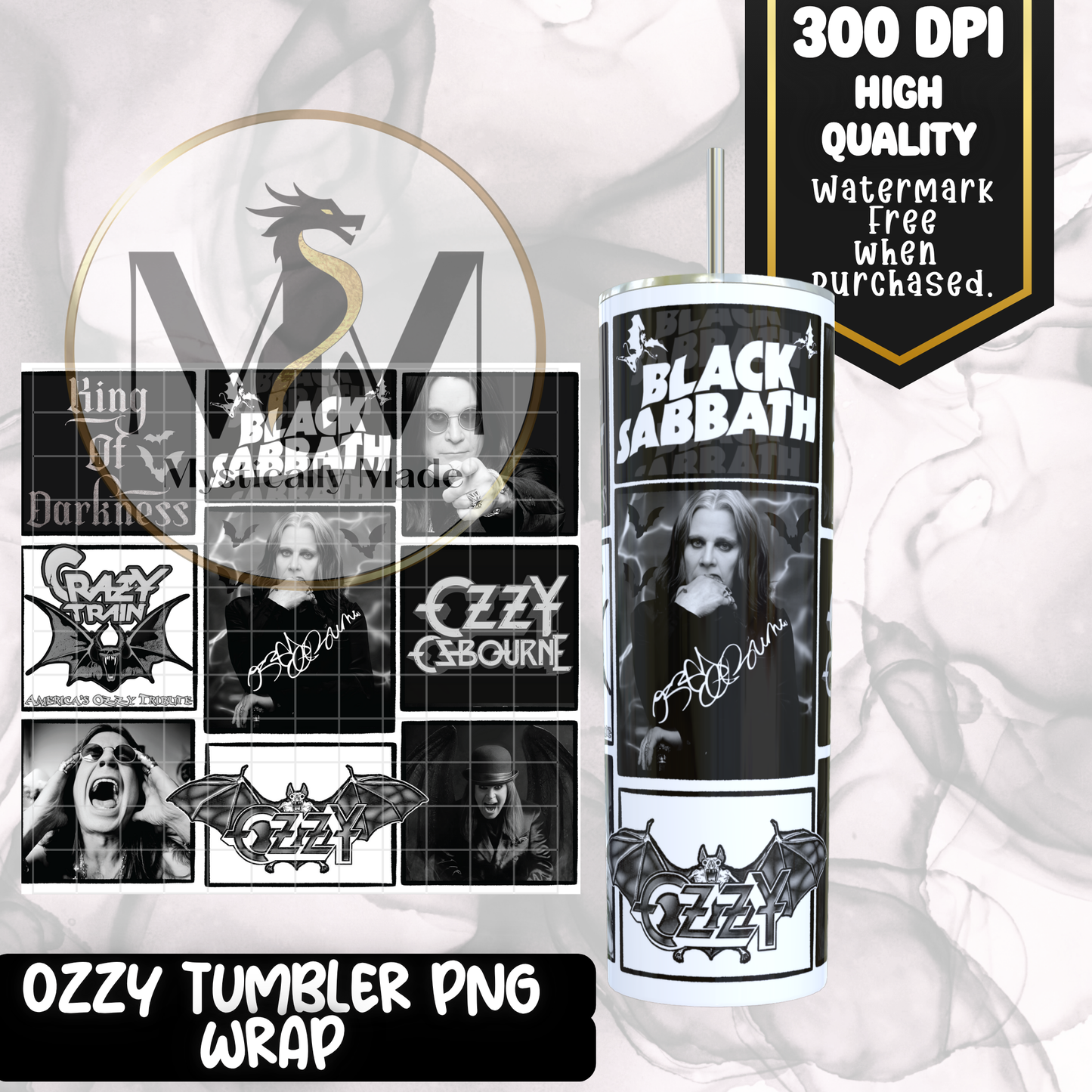 Ozzy GREYSCALE COMIC TUMBLER WRAP