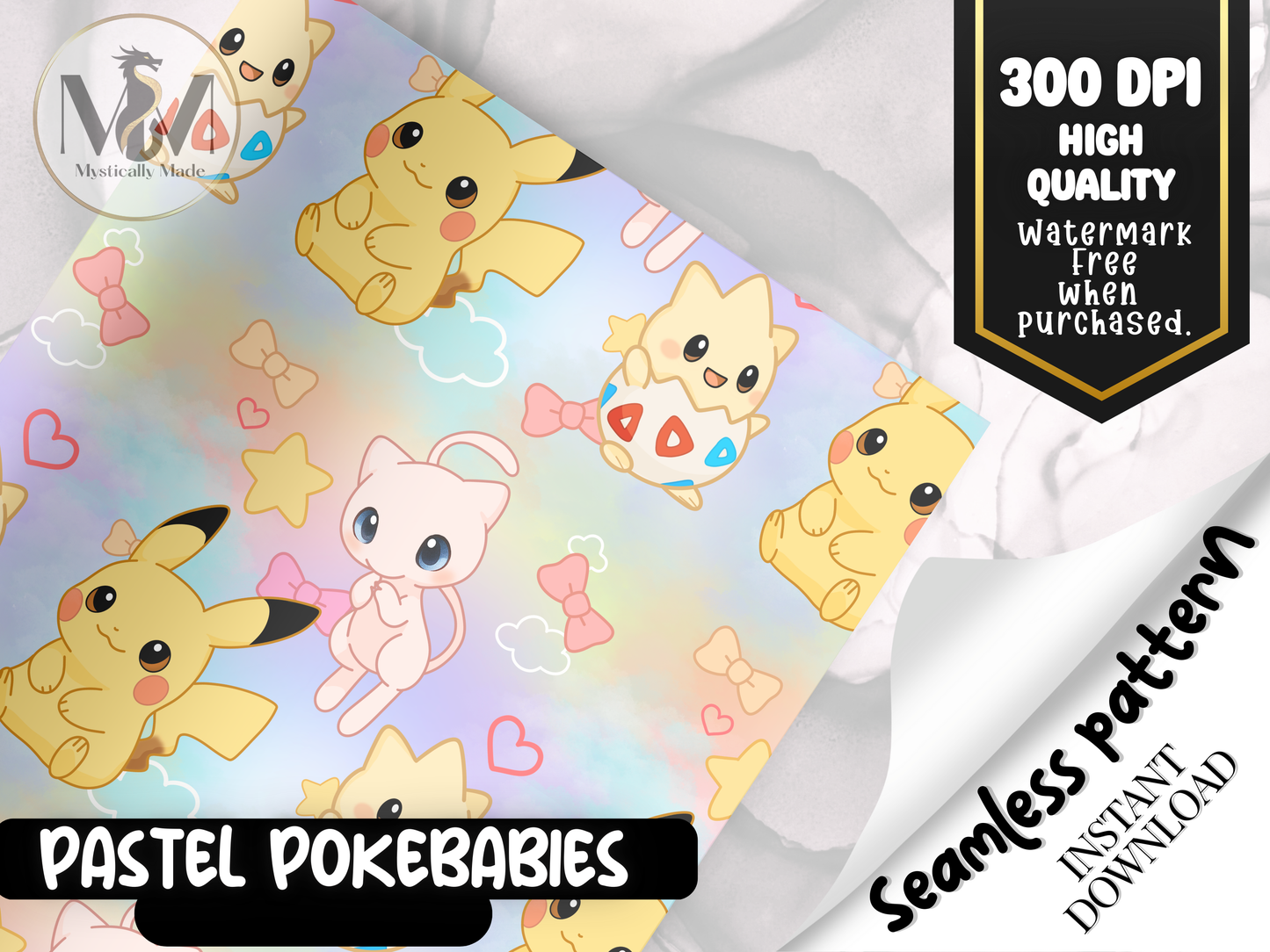 Pastel Pokebabies PNG | Seamless