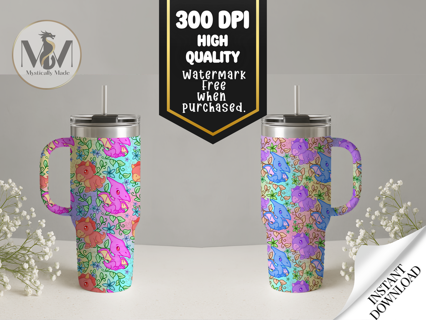 Rainbow Dinosaurs – Cera | Seamless Digital Paper