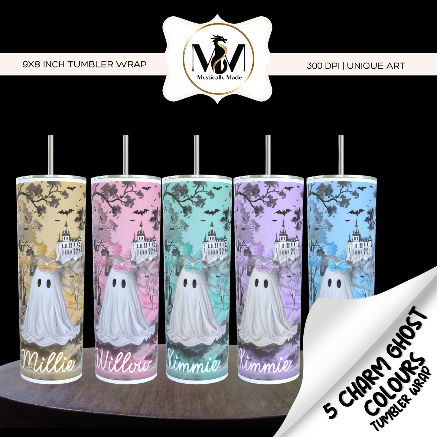 x 5 Charm ghosts Tumbler Wrap Digital