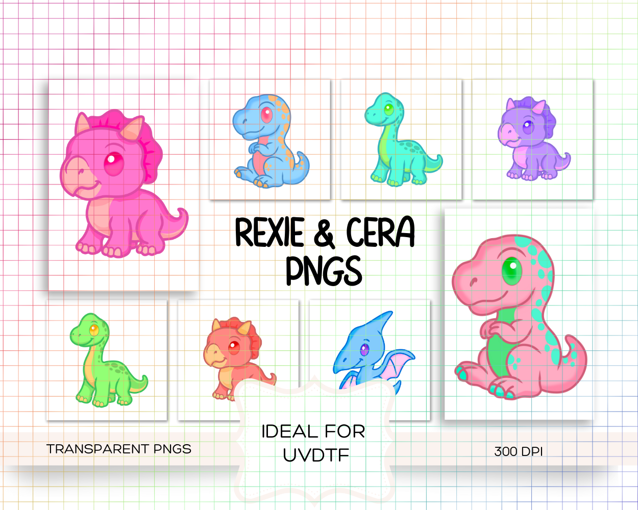 Dinosaur Rexi & Cera Bundle | Seamless Digital Paper