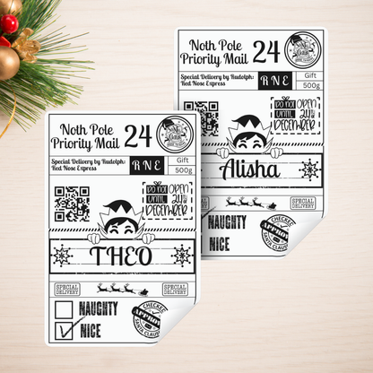 Christmas Santa Postal Stickers | set of 12