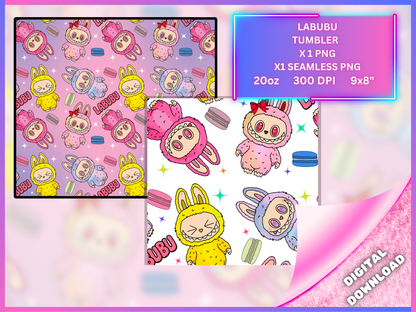 Labubu Pink Tumbler PNG  Digital Download