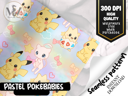 Pastel Pokebabies PNG | Seamless