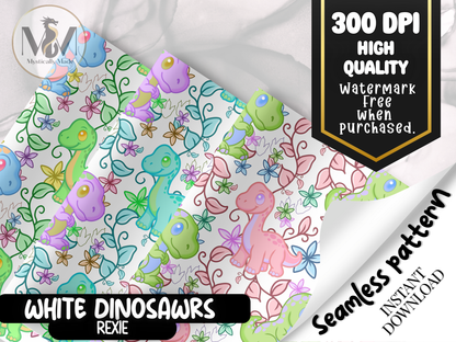 White Dinosaurs – Rexie | Seamless Digital Paper