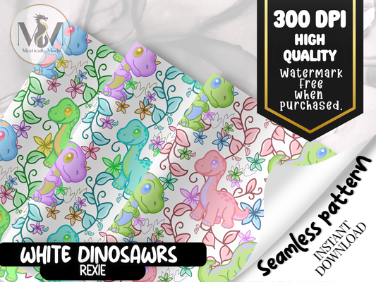 White Dinosaurs – Rexie | Seamless Digital Paper