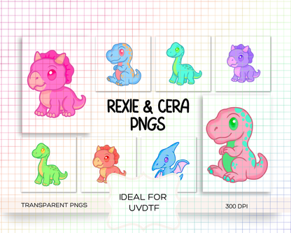 Dinosaur Rexi & Cera Bundle | Seamless Digital Paper