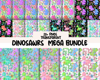 Dinosaur Rexi & Cera Bundle | Seamless Digital Paper