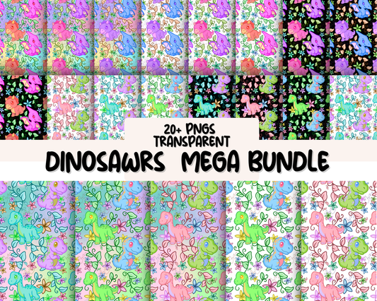 Dinosaur Rexi & Cera Bundle | Seamless Digital Paper